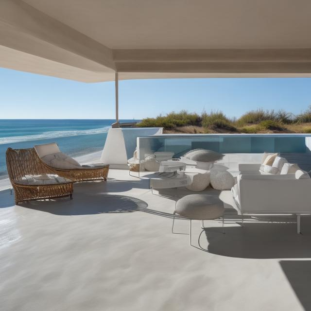 Microcement patio with ocean view.