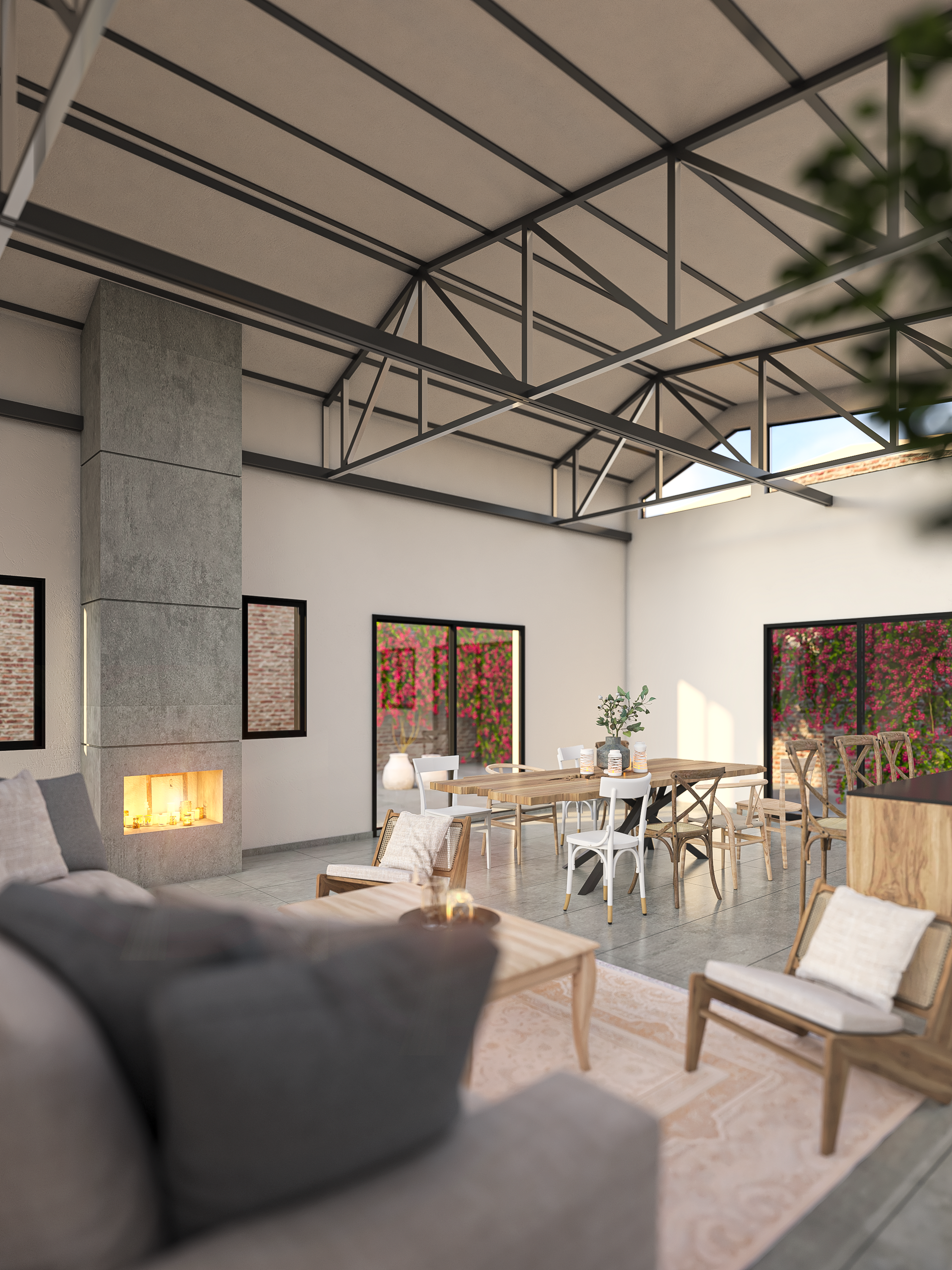 Casa Milagro living room interior rendering